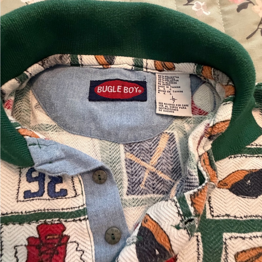 Vintage Bugle Boy Kids' Green Sports Polo Shirt - Picture 2 of 2